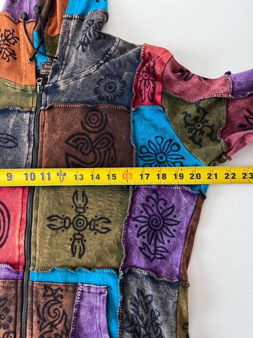 Rising International Boho Patchwork Full-Zip Hoodie Jacket Nepal- Size Med - Picture 7 of 7